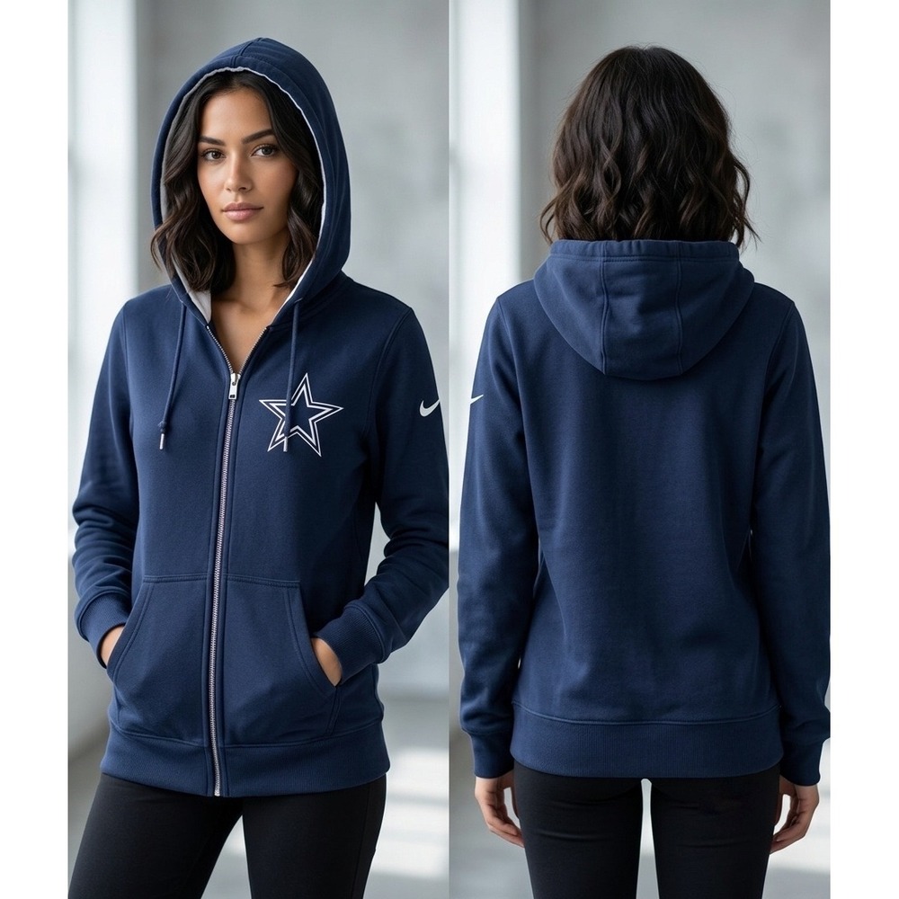 Nike Dallas Cowboys Full Zip Hoodie Womens Large Navy Blue NFL Team Apparel